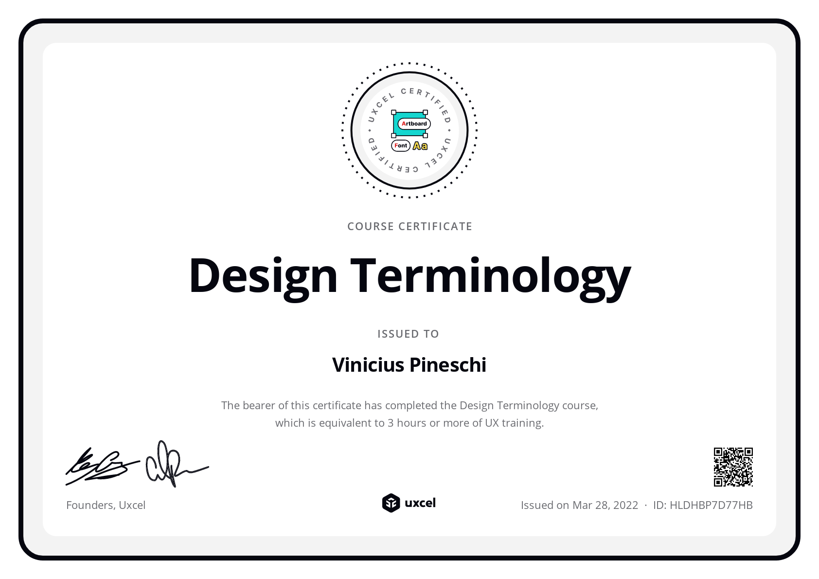 Vinicius Pineschi's certificate